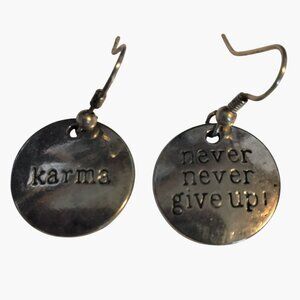 Karma Earring  never give up Inspiration Romance Motivation Valentine
